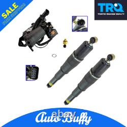 TRQ Air Ride Suspension Compressor with Dryer Rear Shock Absorber Kit Set 3pc