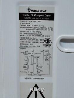 Sèche-linge électrique compact avec cuve en acier inoxydable durable, 1,5 pi³ pour appartement